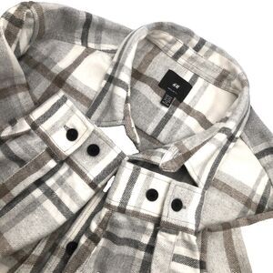 H&M Super-soft Long Sleeve Flannel Shirt Mens XXL Regular Fit Gray Plaid Preppy
